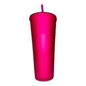 NWT Starbucks RARE 2021 Hot Pink Barbie Neon SoftTouch Stud Tumbler Venti 24oz